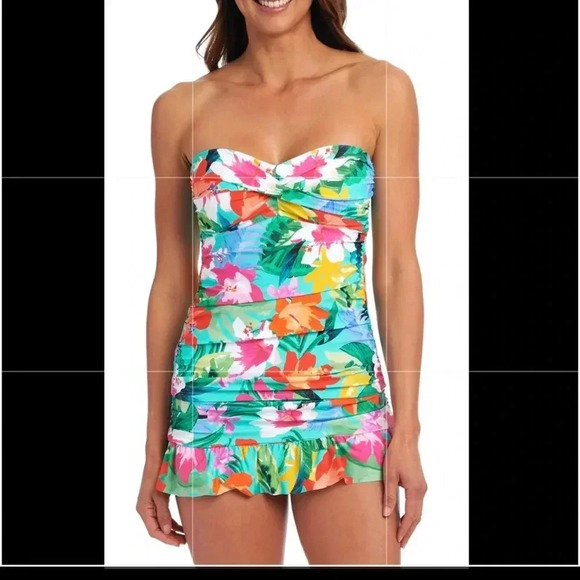 La Blanca Bird of Paradise Tankini and Ruffle Skirt  Size 12 - Picture 7 of 14